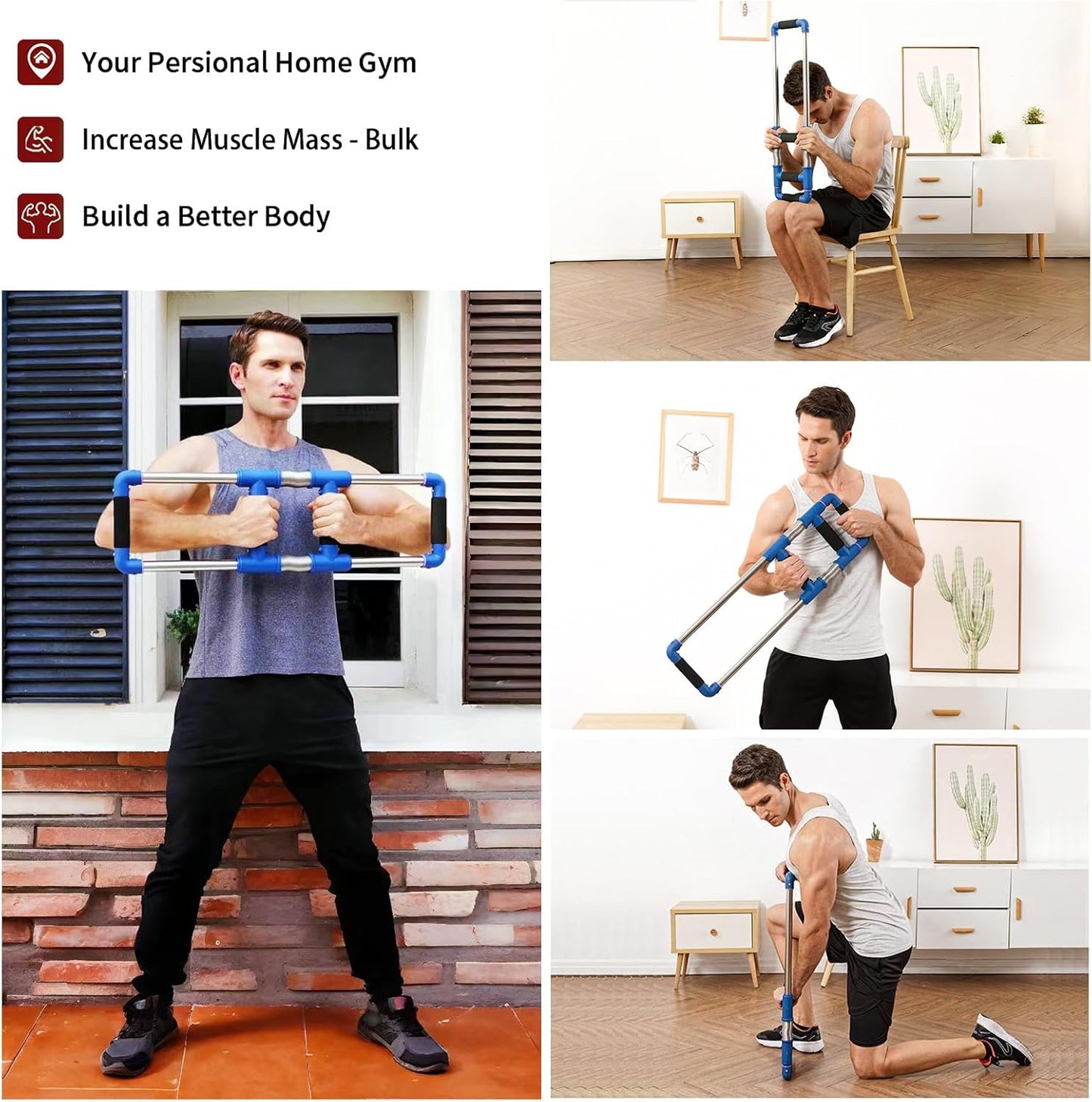 Push down Bar Chest Trainer - Home Workout Equipment for Chest, Arm, Shoulder, Abs and Back - Chest Exerciser Home Gym Strength Trainer