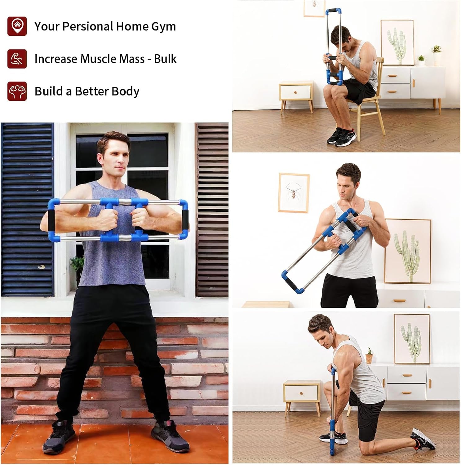 Push down Bar Chest Trainer - Home Workout Equipment for Chest, Arm, Shoulder, Abs and Back - Chest Exerciser Home Gym Strength Trainer