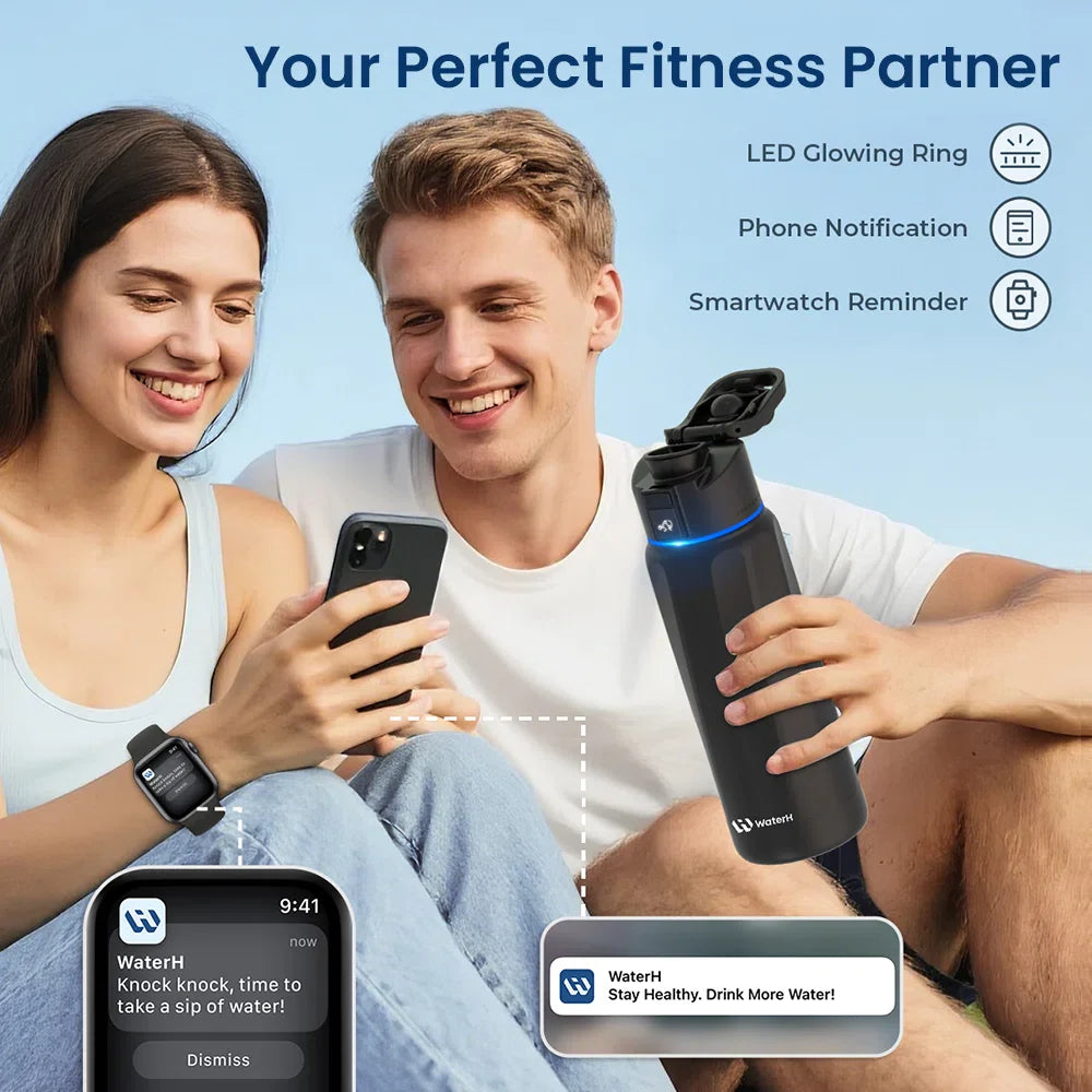 Waterh Boost Smart Water Bottle: 32 Oz Hydration Tracker with APP & Insulation