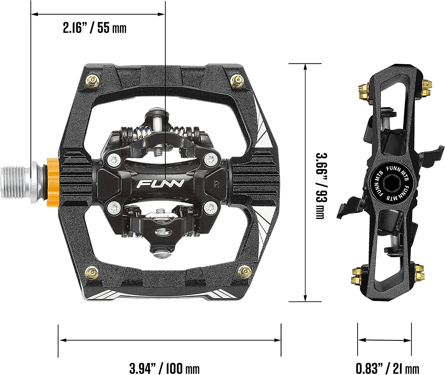 Ripper Mountain Bike Clipless Pedals, Rocker Clip/Spring-Loaded Clip-In Mechanism, Compatible with SPD Cleats, 9/16" Crmo Axle Bicycle Pedals for Mtb/Gravel Cycling