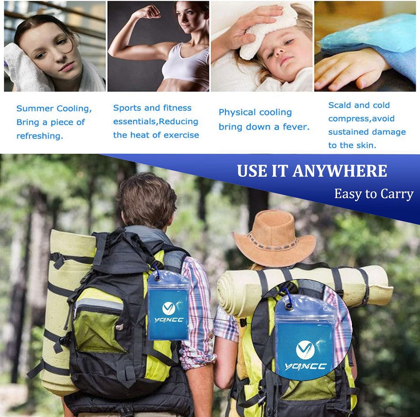 Ultimate Cooling Towels 4-Pack | 47"x12" Ice Cool Microfiber for Neck | Soft & Breathable for Yoga, Sports, Gym, Camping & More