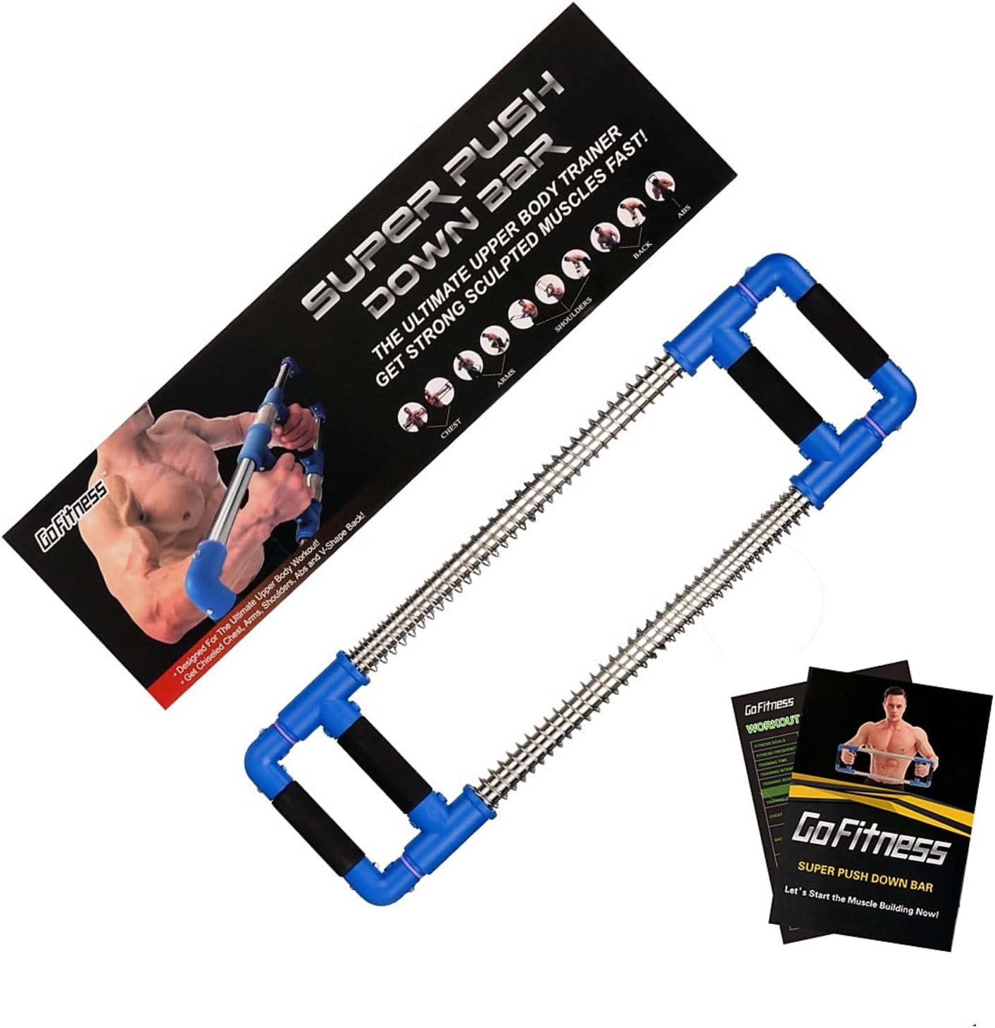 Push down Bar Chest Trainer - Home Workout Equipment for Chest, Arm, Shoulder, Abs and Back - Chest Exerciser Home Gym Strength Trainer