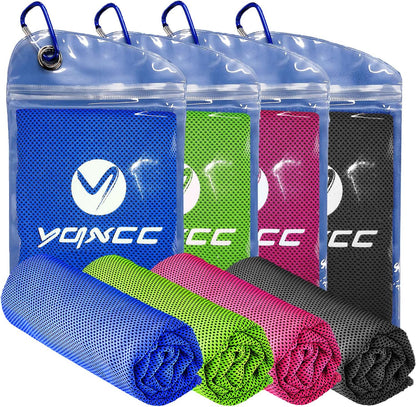 Ultimate Cooling Towels 4-Pack | 47"x12" Ice Cool Microfiber for Neck | Soft & Breathable for Yoga, Sports, Gym, Camping & More