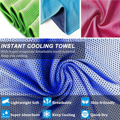 Ultimate Cooling Towels 4-Pack | 47"x12" Ice Cool Microfiber for Neck | Soft & Breathable for Yoga, Sports, Gym, Camping & More