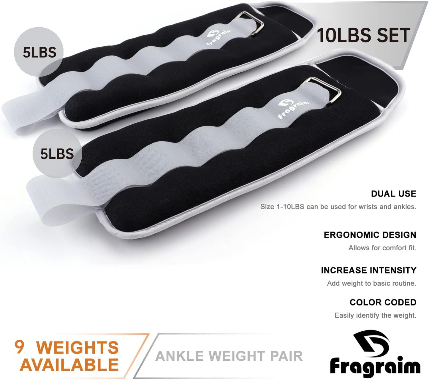 Ankle Weights for Women, Men and Kids - 1/2/3/4/6/8/10/12/15/20 LBS 1 Pair Strength Training Wrist/Leg/Arm Weight with Adjustable Strap for Jogging, Gymnastics, Aerobics, Home Fitness, Physical Therapy