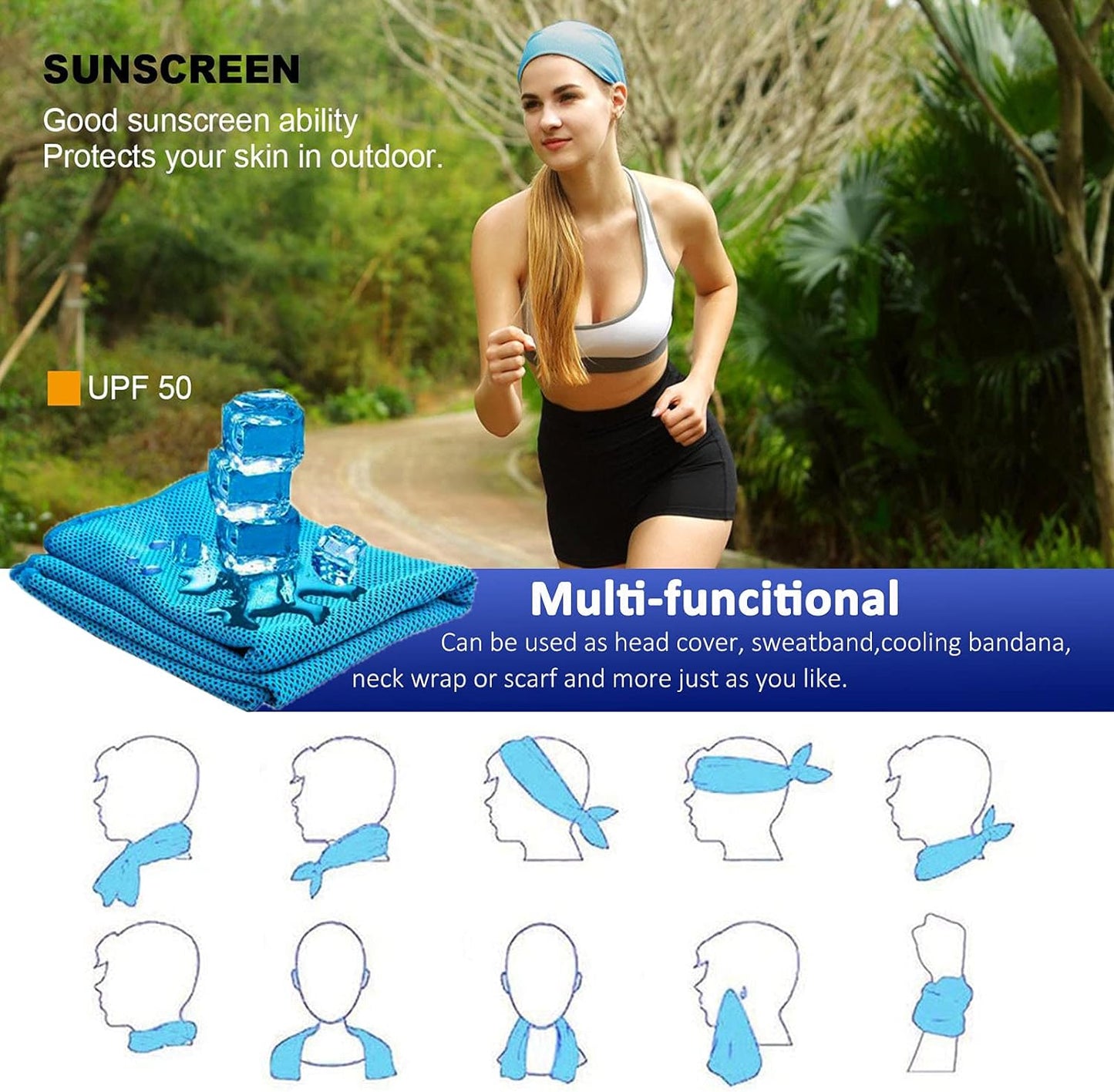 Ultimate Cooling Towels 4-Pack | 47"x12" Ice Cool Microfiber for Neck | Soft & Breathable for Yoga, Sports, Gym, Camping & More